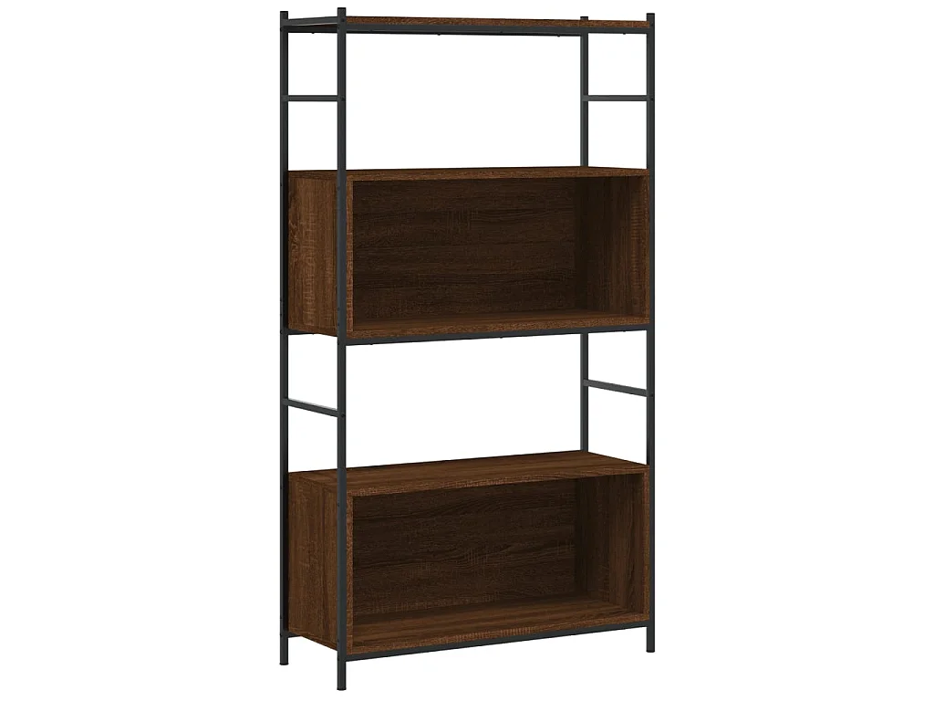 Boekenkast 80x30x145,5 cm bewerkt hout en ijzer bruin eikenkleur NL673508