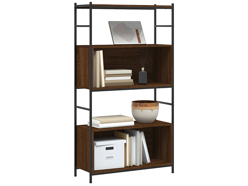 Boekenkast 80x30x145,5 cm bewerkt hout en ijzer bruin eikenkleur NL673508