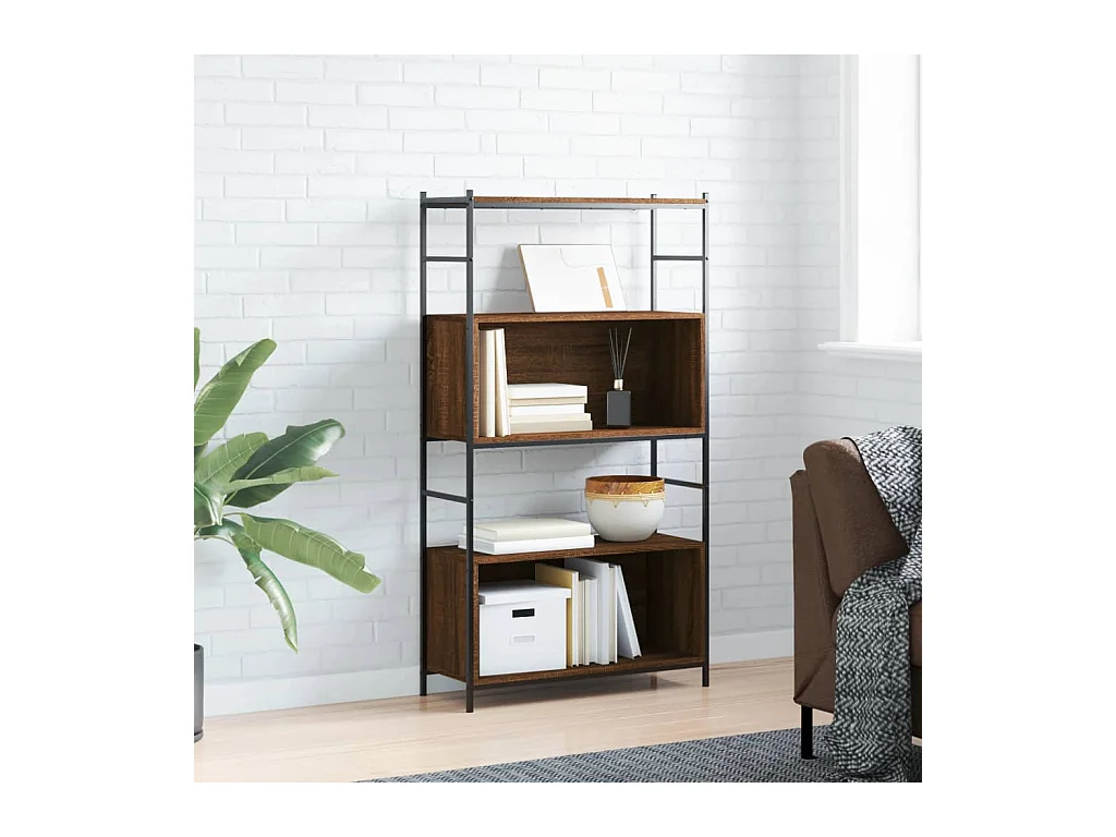 Bibliothèque chêne brun 80x30x145,5 cm bois d'ingénierie et fer OFR76225 BonneVie Meuble