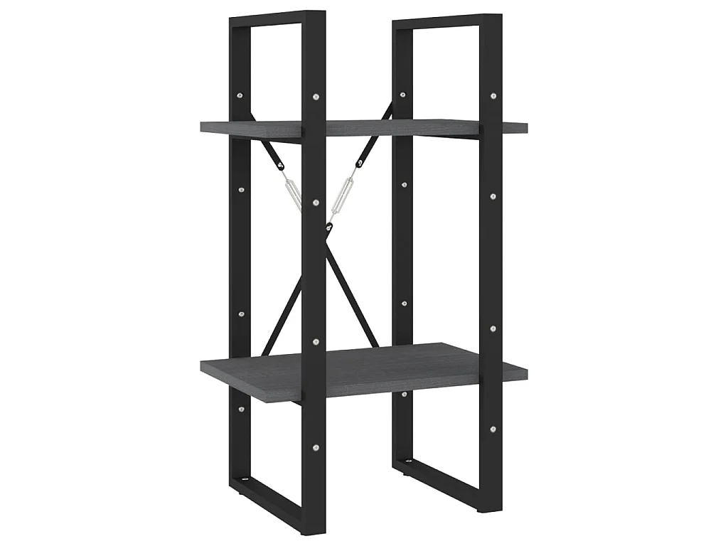 Boekenkast met 2 schappen 40x30x70 cm massief grenenhout grijs NL609019