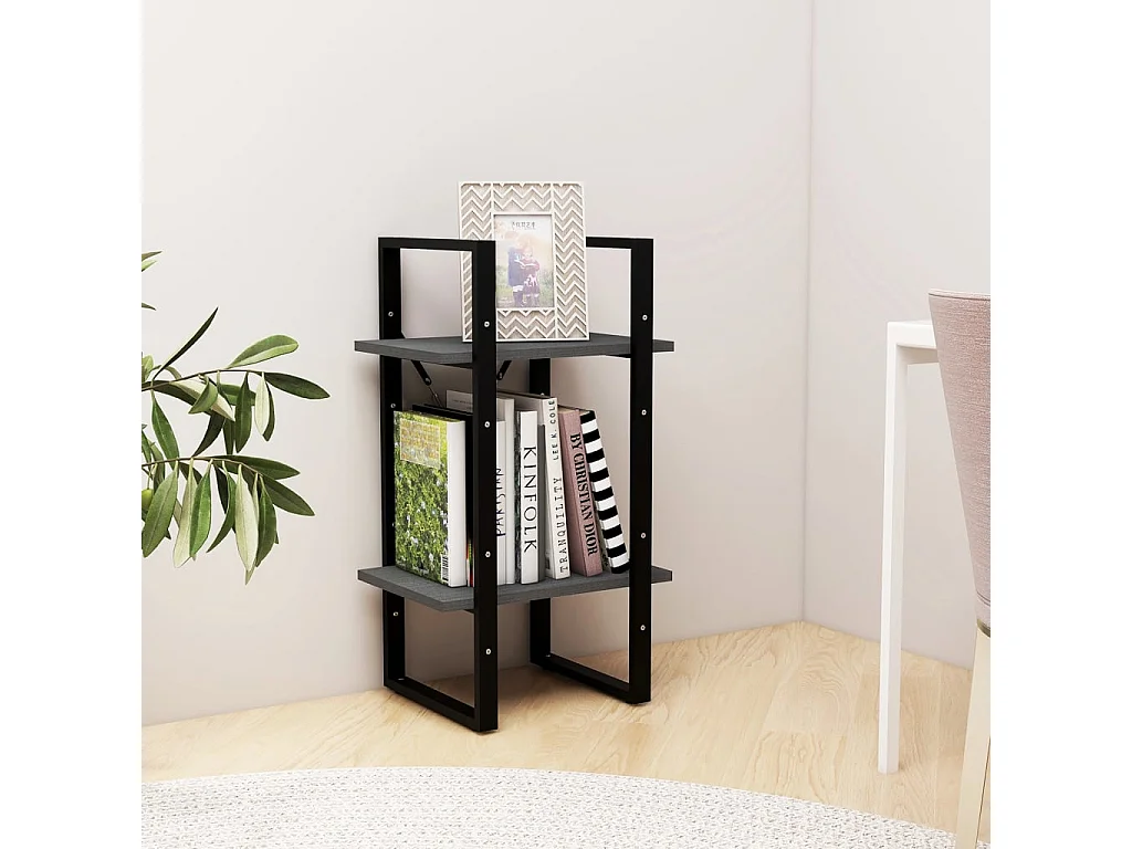 Boekenkast met 2 schappen 40x30x70 cm massief grenenhout grijs NL609019