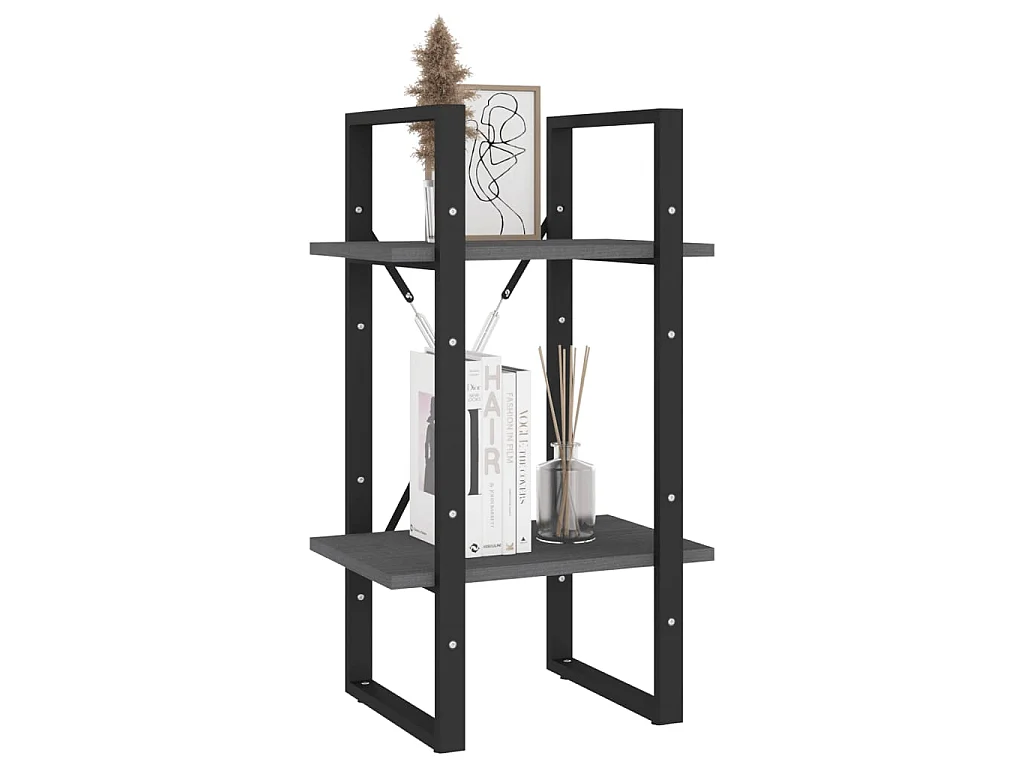 Boekenkast met 2 schappen 40x30x70 cm massief grenenhout grijs NL609019