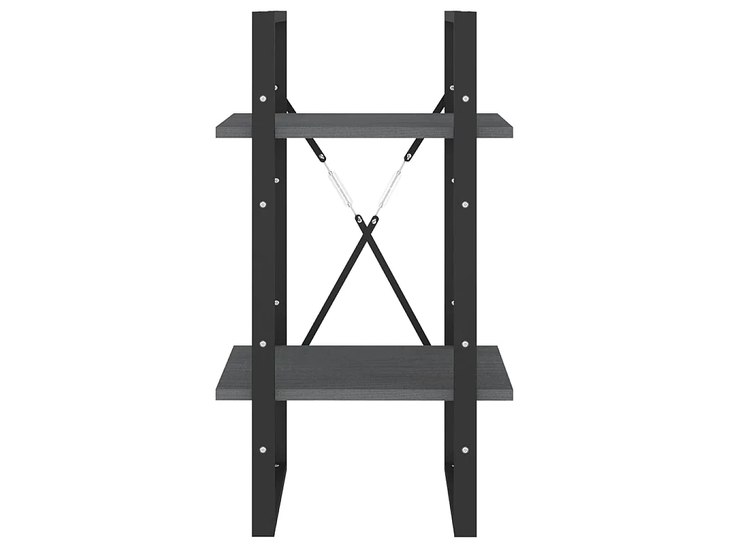 Boekenkast met 2 schappen 40x30x70 cm massief grenenhout grijs NL609019