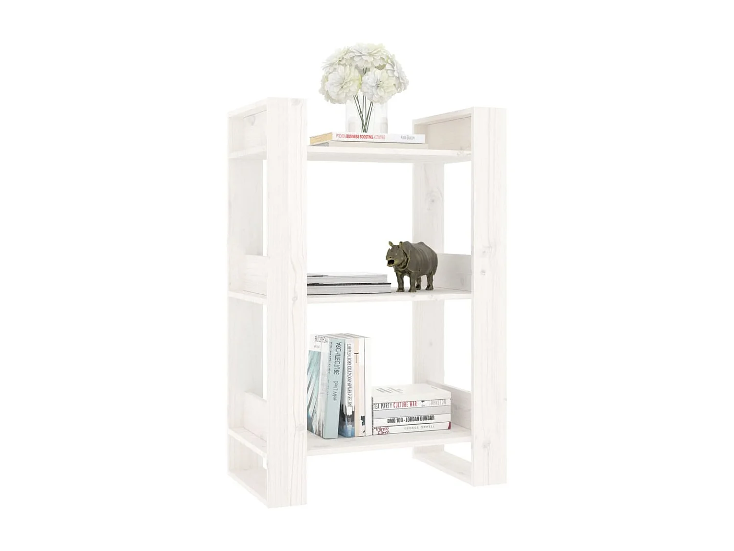 Bibliothèque-Séparateur de pièce Blanc 60x35x91 cm Pin solide OFR62278 BonneVie Meuble