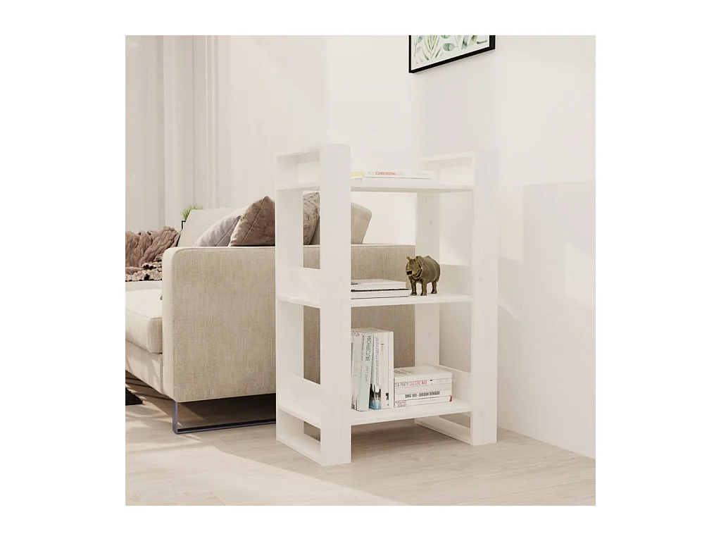 Bibliothèque-Séparateur de pièce Blanc 60x35x91 cm Pin solide OFR62278 BonneVie Meuble