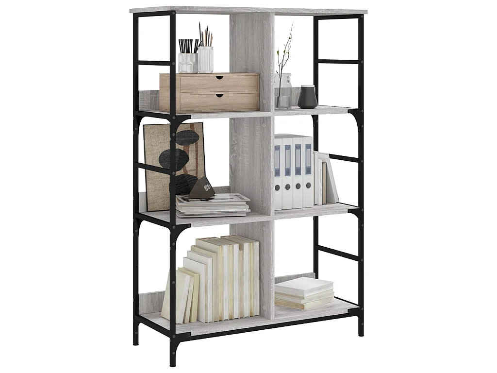 Bibliothèque sonoma gris 78,5x33x117,5 cm bois d'ingénierie OFR39360 BonneVie Meuble
