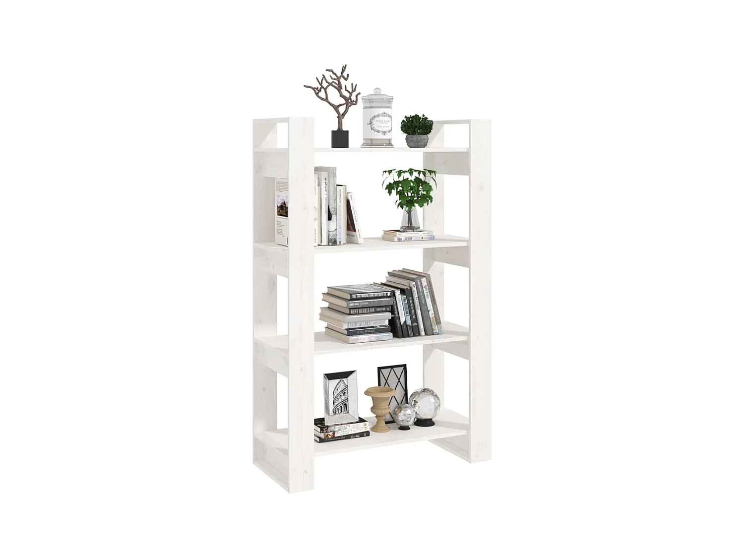 Bücherregal/Bücherschrank,Raumteiler Weiß 80x25x125 cm Massivholz Kiefer -gkd247780