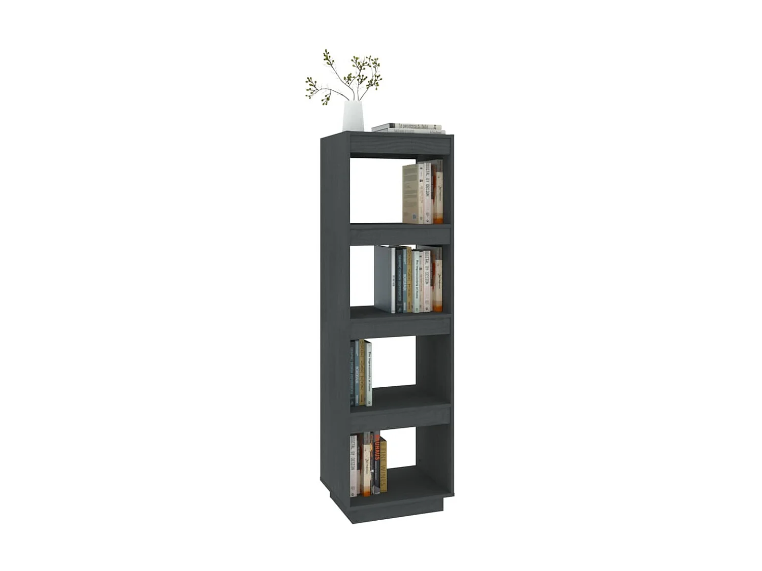 Boekenkast/kamerscherm 40x35x135 cm massief grenenhout grijs NL356054