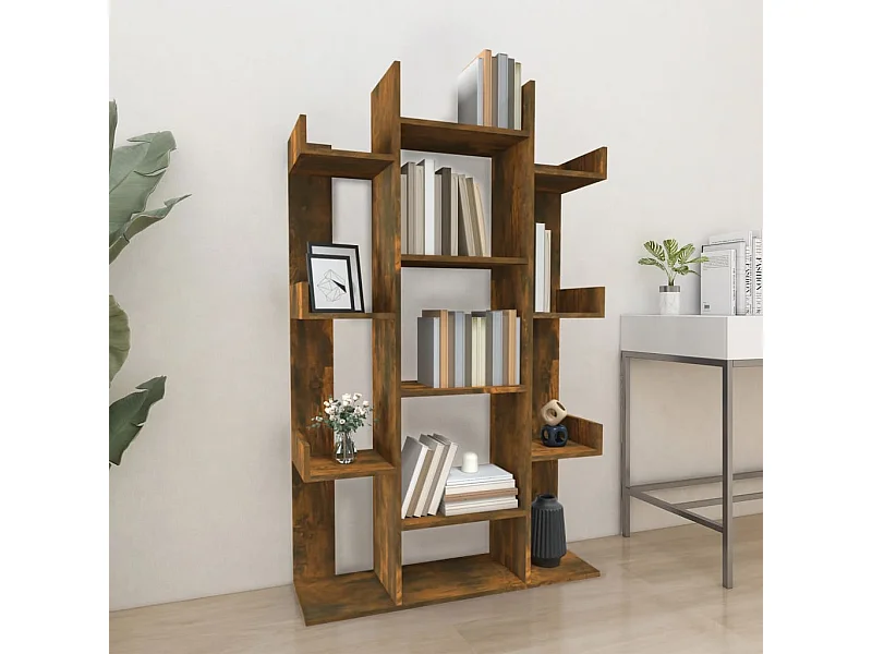 Bibliothèque Chêne fumé 86x25,5x140 cm Bois d'ingénierie OFR16305 BonneVie Meuble