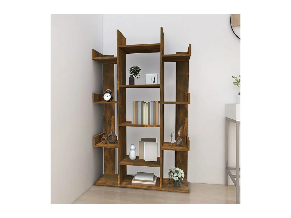 Bibliothèque Chêne fumé 86x25,5x140 cm Bois d'ingénierie OFR16305 BonneVie Meuble