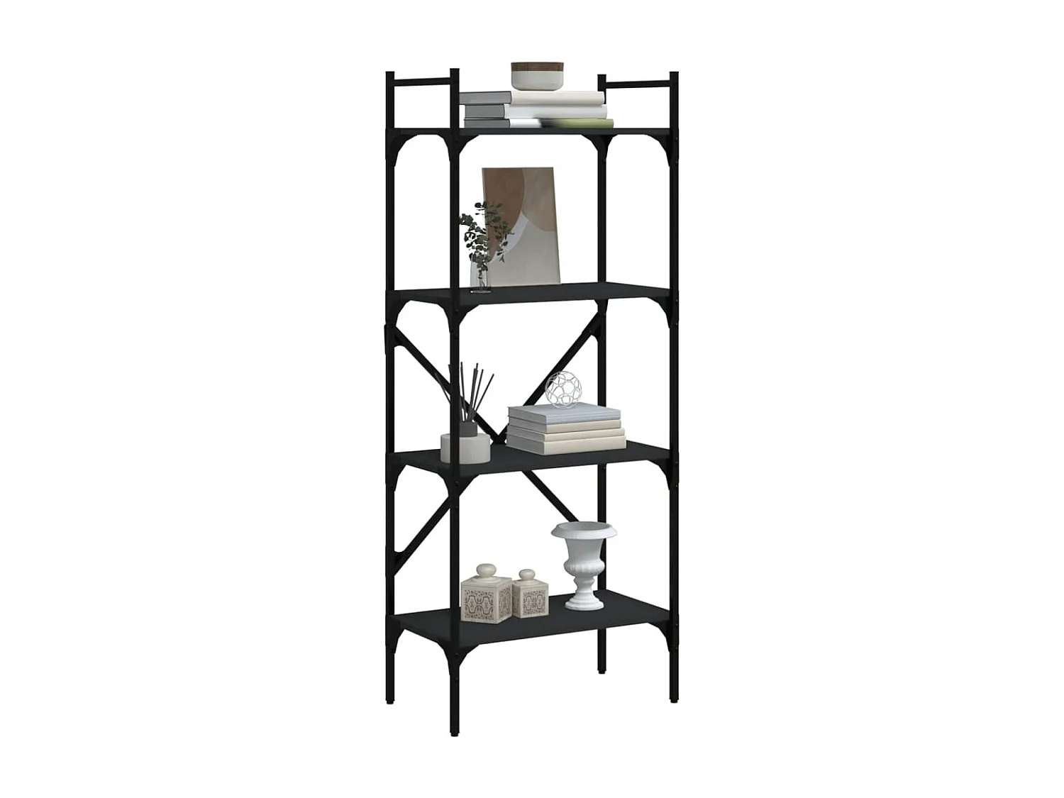 Boekenkast 4-laags 56x31,5x138,5 cm bewerkt hout zwart NL943338