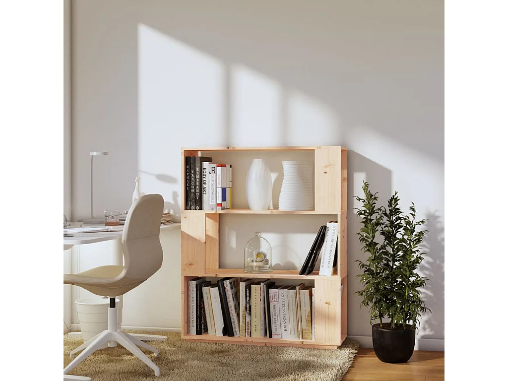 Bibliothèque-Séparateur de pièce 80x25x101 cm Pin solide OFR31237 BonneVie Meuble