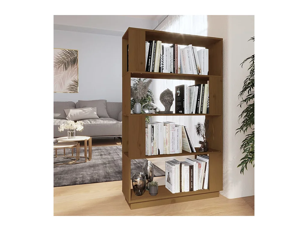 Bibliothèque Marron miel 80x25x132 cm Bois massif OFR59870 BonneVie Meuble