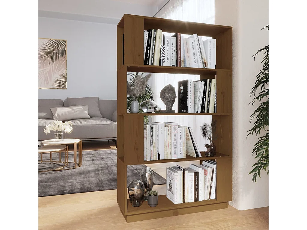 Bibliothèque Marron miel 80x25x132 cm Bois massif OFR59870 BonneVie Meuble