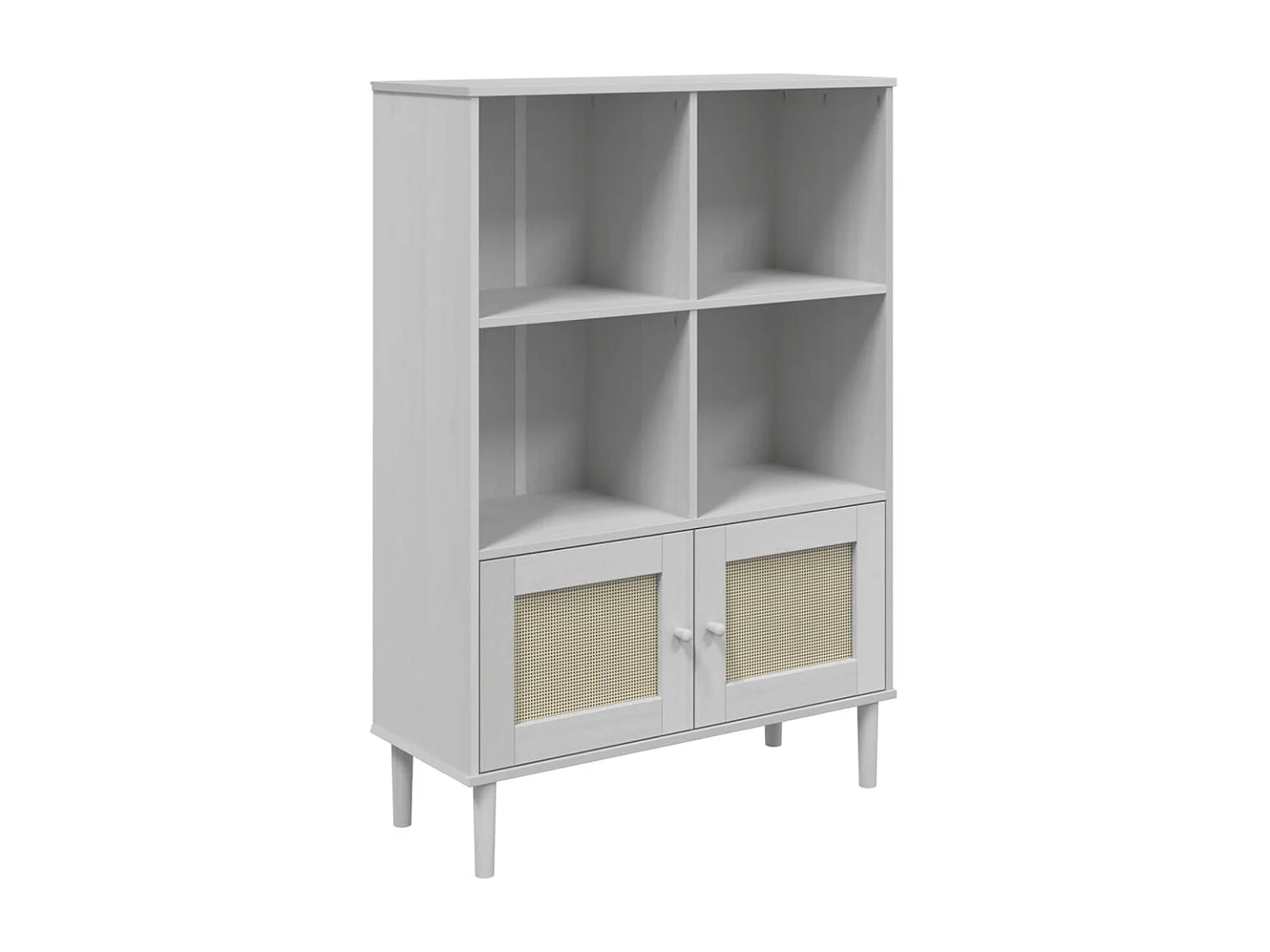 Bibliothèque SENJA aspect de rotin blanc bois massif de pin OFR81560 BonneVie Meuble