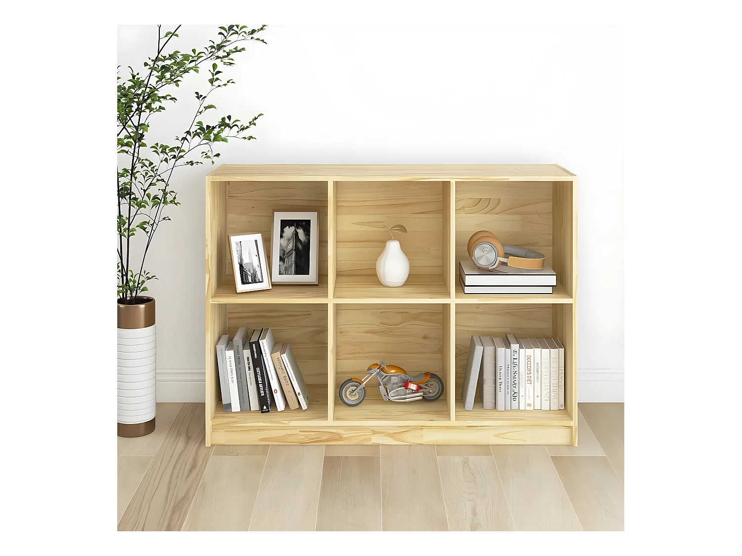 Bibliothèque 104x33x76 cm bois de pin massif OFR66474 BonneVie Meuble