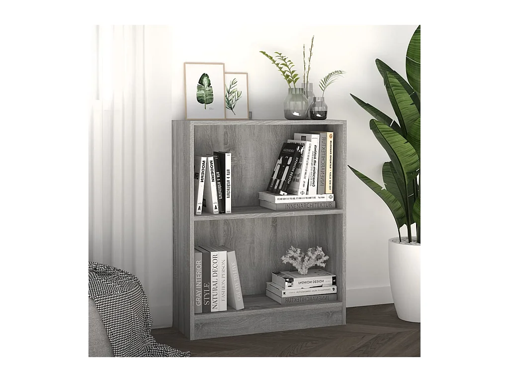 Bibliothèque Sonoma gris 60x24x74,5 cm Bois d'ingénierie OFR52721 BonneVie Meuble