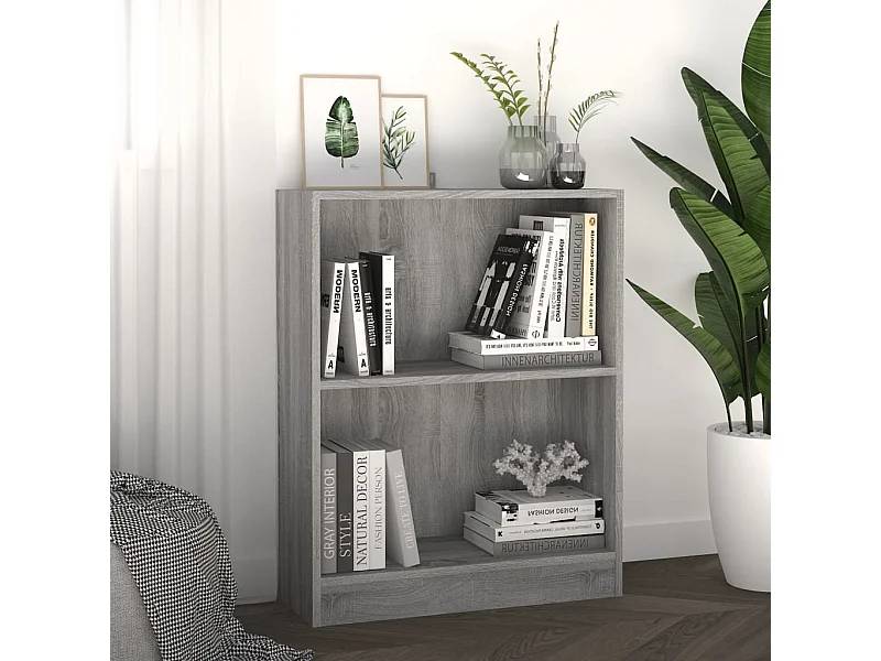 Bibliothèque Sonoma gris 60x24x74,5 cm Bois d'ingénierie OFR52721 BonneVie Meuble