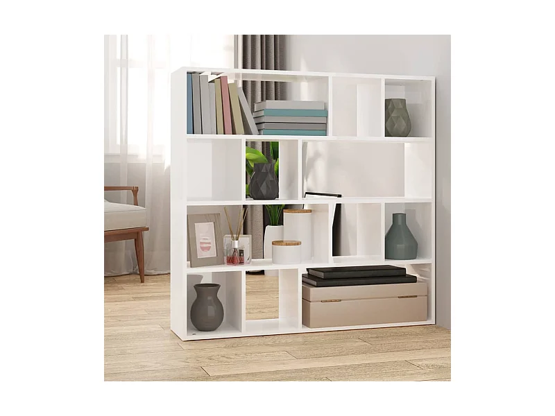 Bücherregal/Bücherschrank,Raumteiler Hochglanz-Weiß 105x24x102 cm -gkd540961