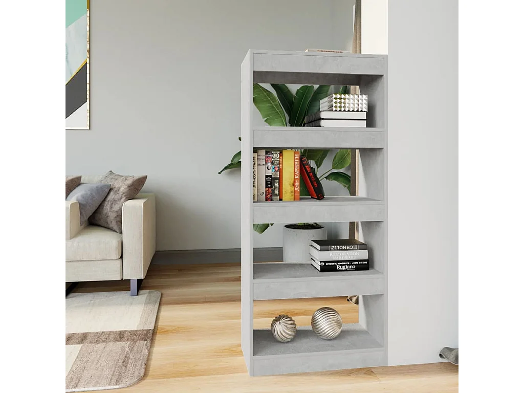 Bibliothèque Gris béton 60x30x135 cm Bois d'ingénierie OFR50044 BonneVie Meuble