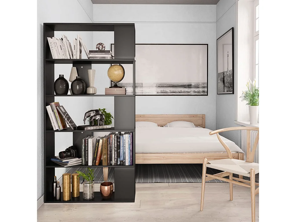 Bücherregal/Bücherschrank,Raumteiler Schwarz 80x24x159 cm Holzwerkstoff -gkd457364
