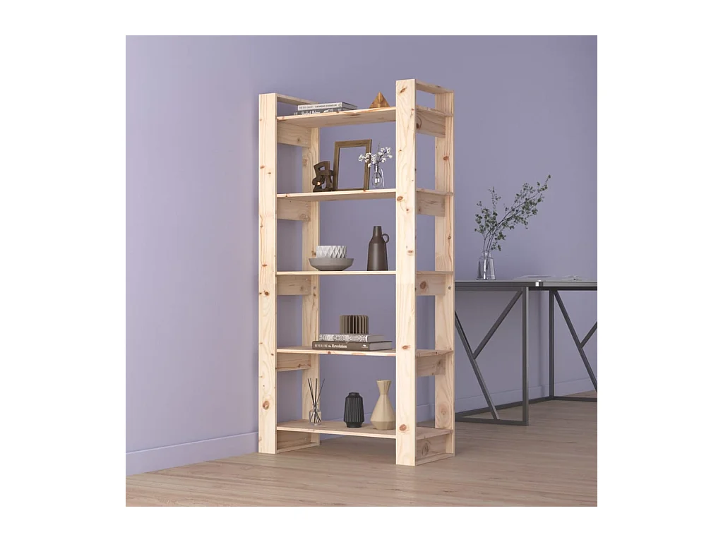 Bibliothèque-Séparateur de pièce 80x35x160 cm Bois massif OFR68855 BonneVie Meuble