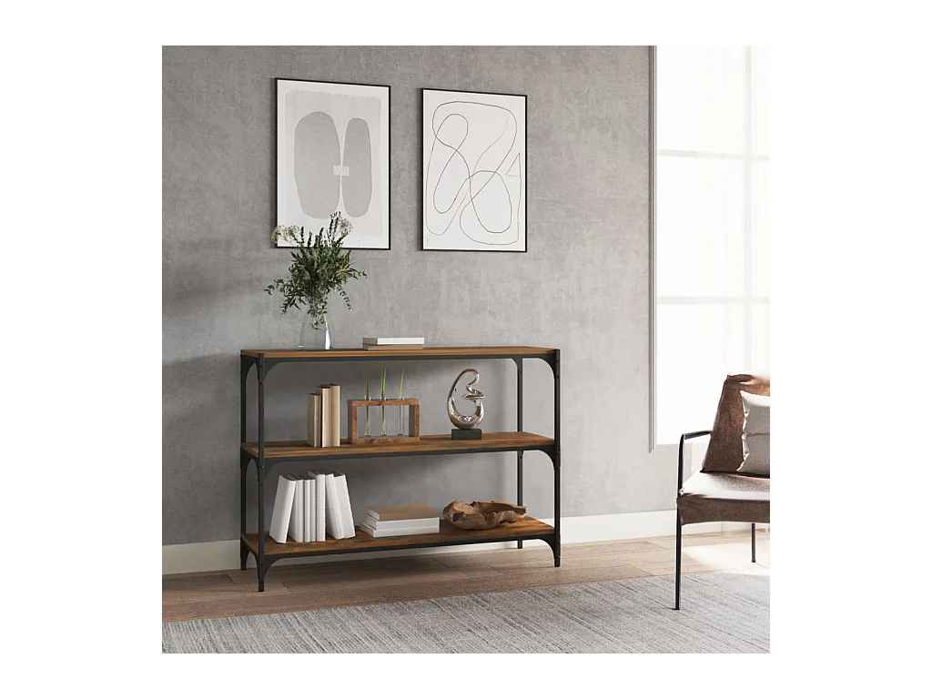Bibliothèque Chêne fumé 100x33x70,5 cm Bois d'ingénierie acier OFR13487 BonneVie Meuble