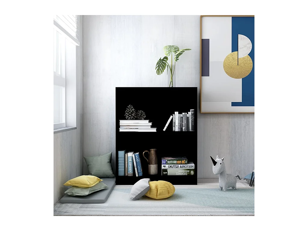 Bibliothèque Noir 60x24x74,5 cm Bois d'ingénierie OFR36960 BonneVie Meuble