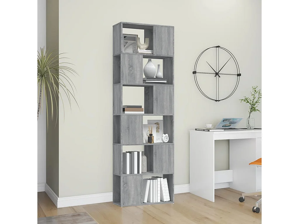 Bücherregal/Bücherschrank,Raumteiler Grau Sonoma 60x24x186 cm -gkd526983