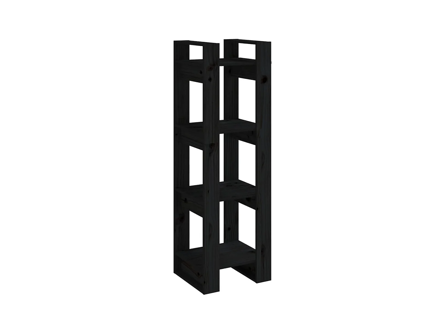 Bücherregal/Bücherschrank,Raumteiler Schwarz 41x35x125 cm Massivholz Kiefer -gkd806700