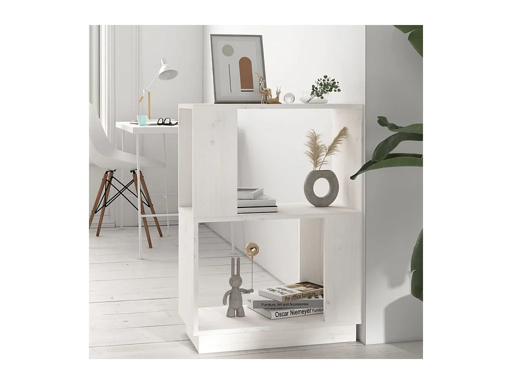 Bibliothèque-Séparateur de pièce Blanc 51x25x70 cm Pin solide OFR54988 BonneVie Meuble