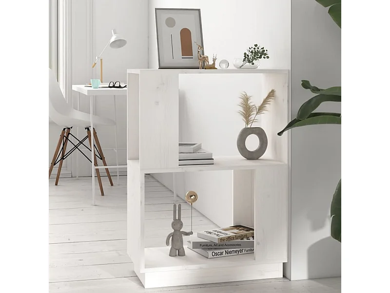 Bibliothèque-Séparateur de pièce Blanc 51x25x70 cm Pin solide OFR54988 BonneVie Meuble