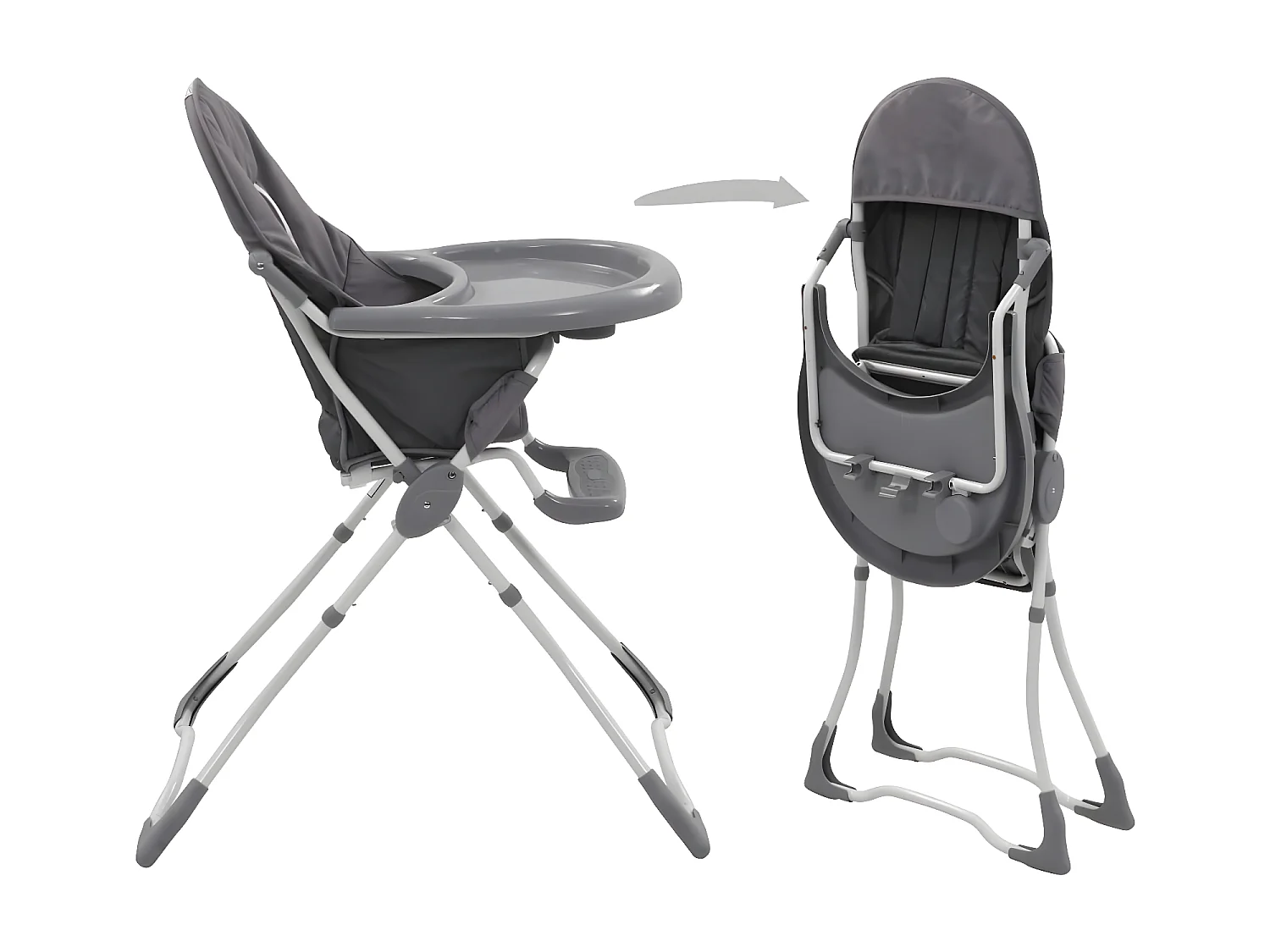 Chaise haute pour bébé Réglable Gris et blanc SEF74089