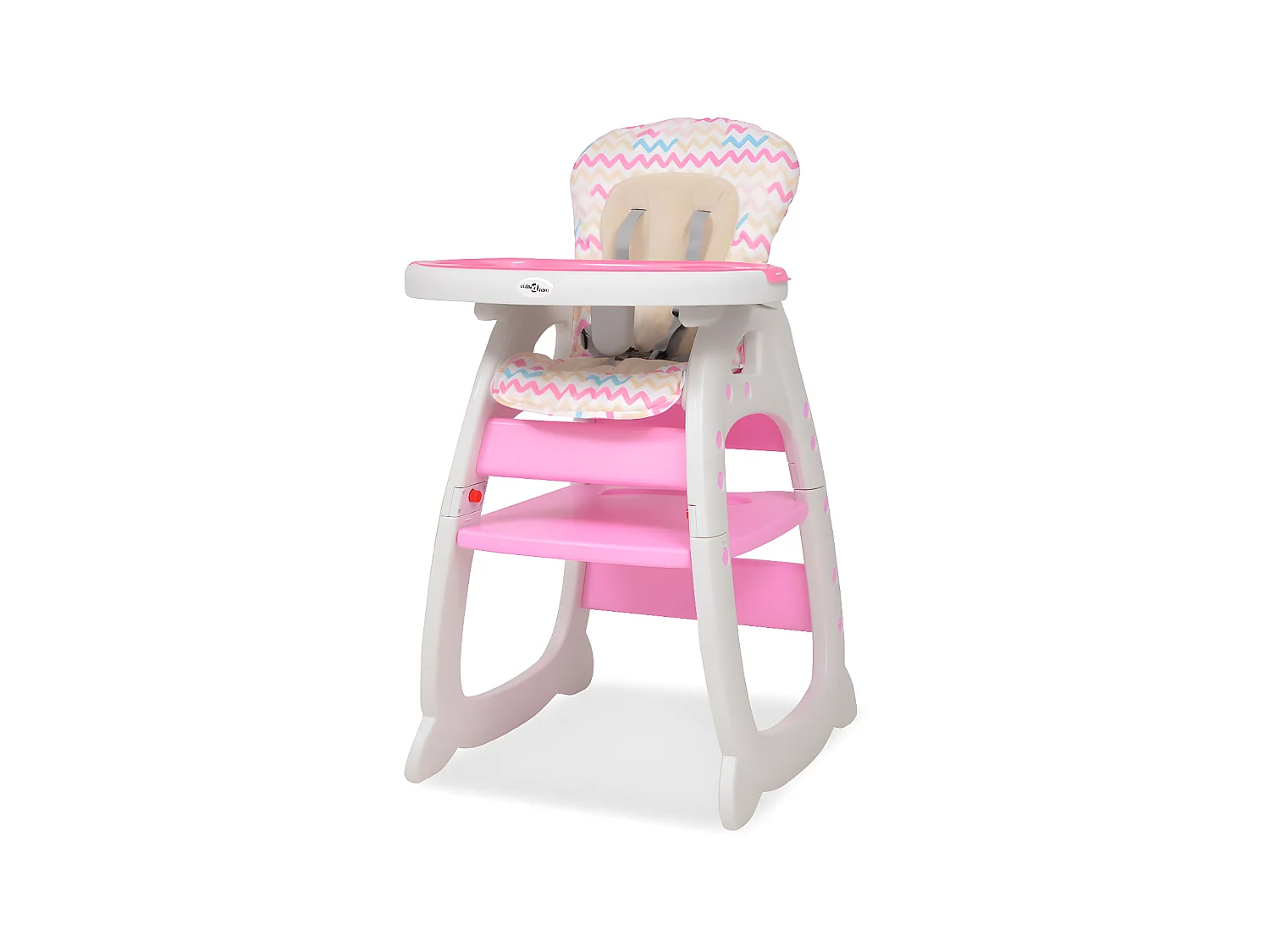 Cadeira de refeição conversível 3 em 1 com mesa rosa PT800507