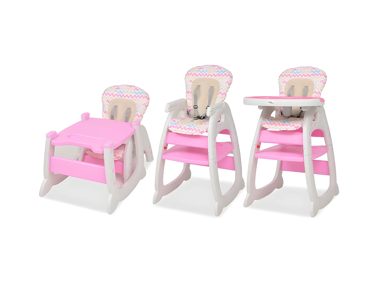 Chaise haute convertible 3-en-1 avec table Réglable Rose SEF80568
