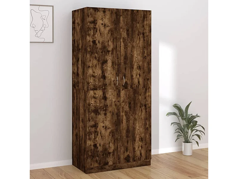 Armario madera contrachapada color roble ahumado 90x52x200 cm ES970193