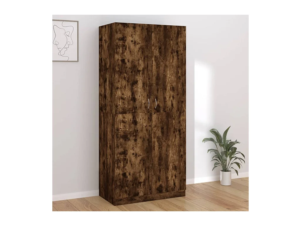 Garde-robe, Penderie, Armoire de vêtements Chêne fumé 90x52x200 cm Bois d'ingénierie PEWV80013 BonneVie Meuble