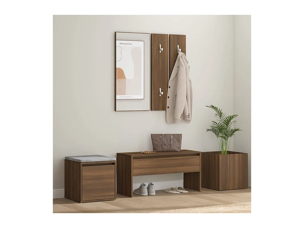 Ensemble de meubles de couloir Chêne marron Bois d'ingénierie OFR99521 BonneVie Meuble