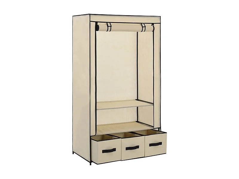 Roupeiro 87x49x159 cm tecido cor creme PT216371