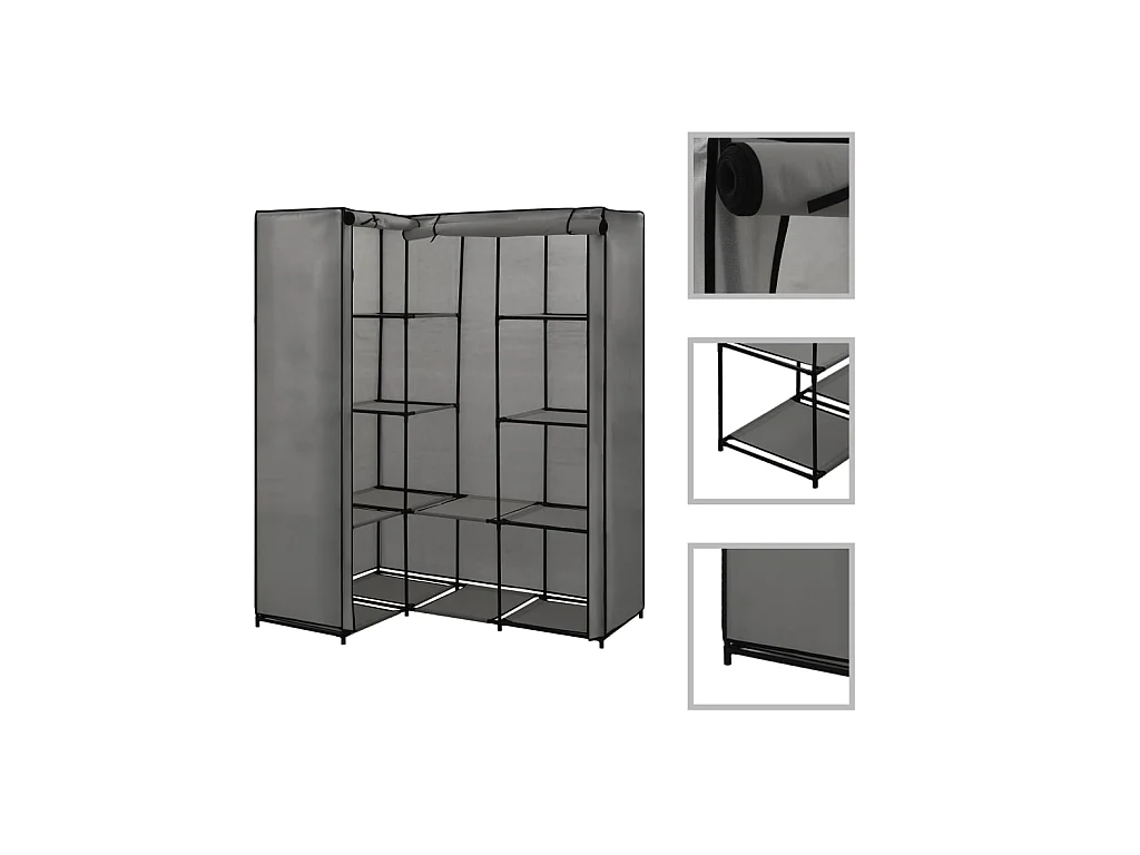 Garde-robe d'angle Gris 130 x 87 x 169 cm OFR88328 BonneVie Meuble