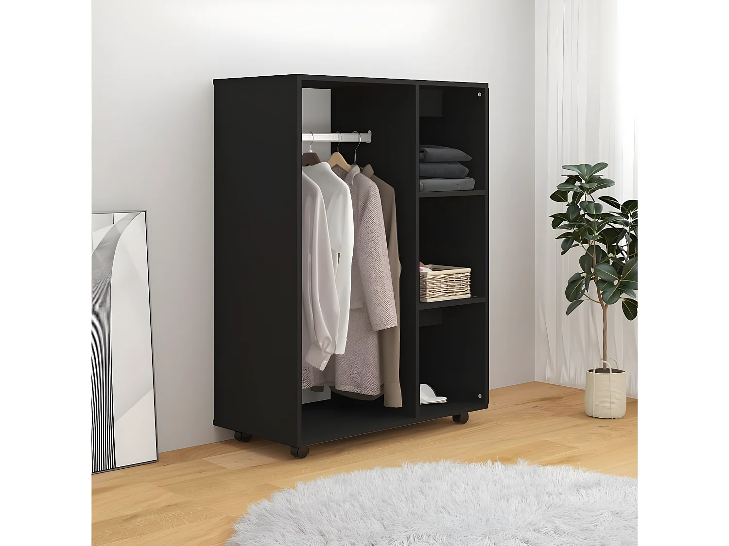 Armario de madera de ingeniería negro 80x40x110 cm ES106813