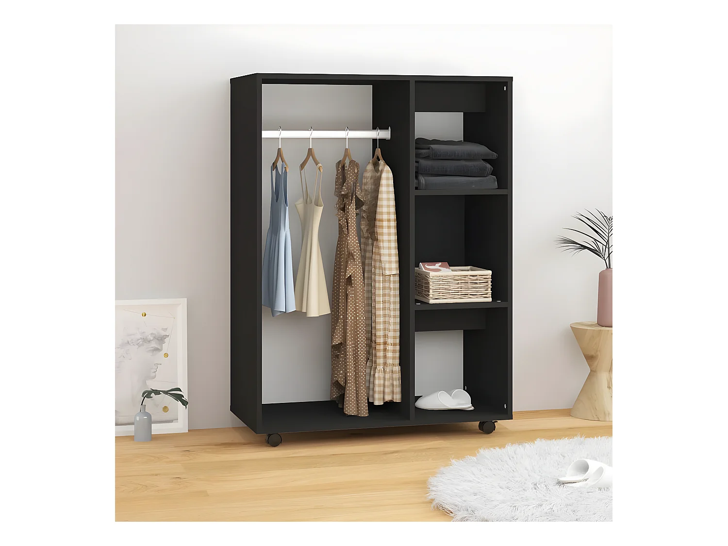 Garde-robe Noir 80x40x110 cm Aggloméré OFR58963 BonneVie Meuble