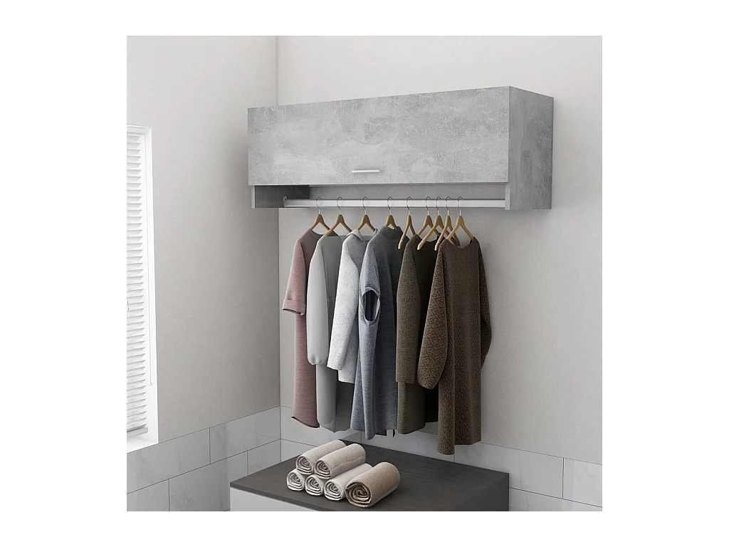 Garde-robe Gris béton 100x32,5x35 cm Aggloméré OFR72333 BonneVie Meuble
