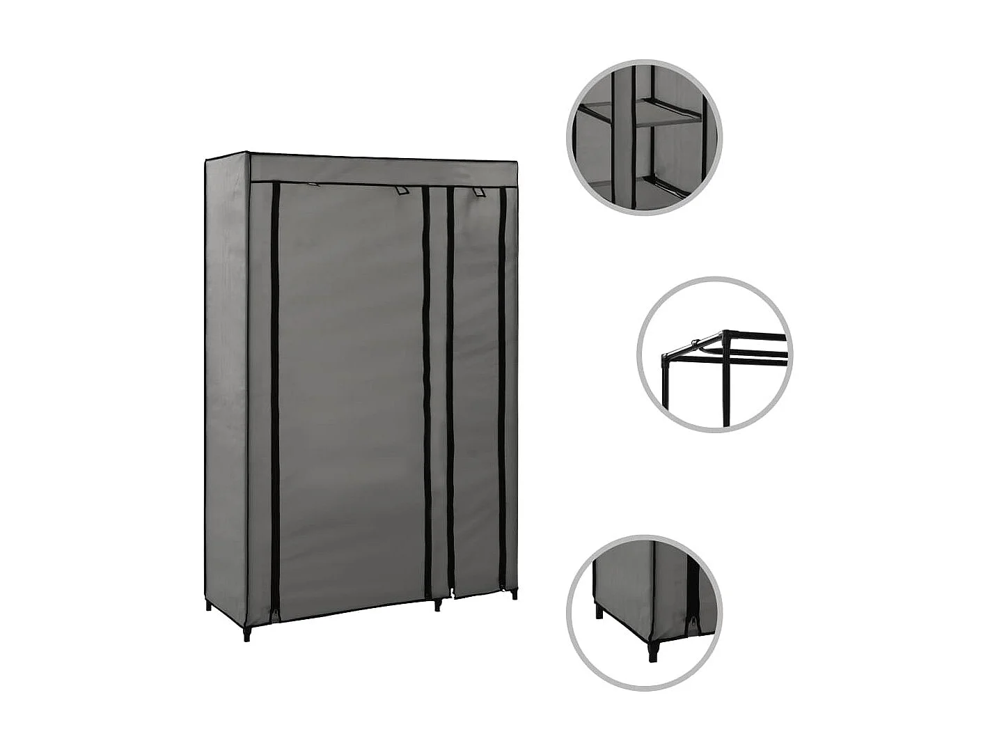 Garde-robes pliables 2 pcs Gris 110x45x175 cm Tissu OFR90902 BonneVie Meuble