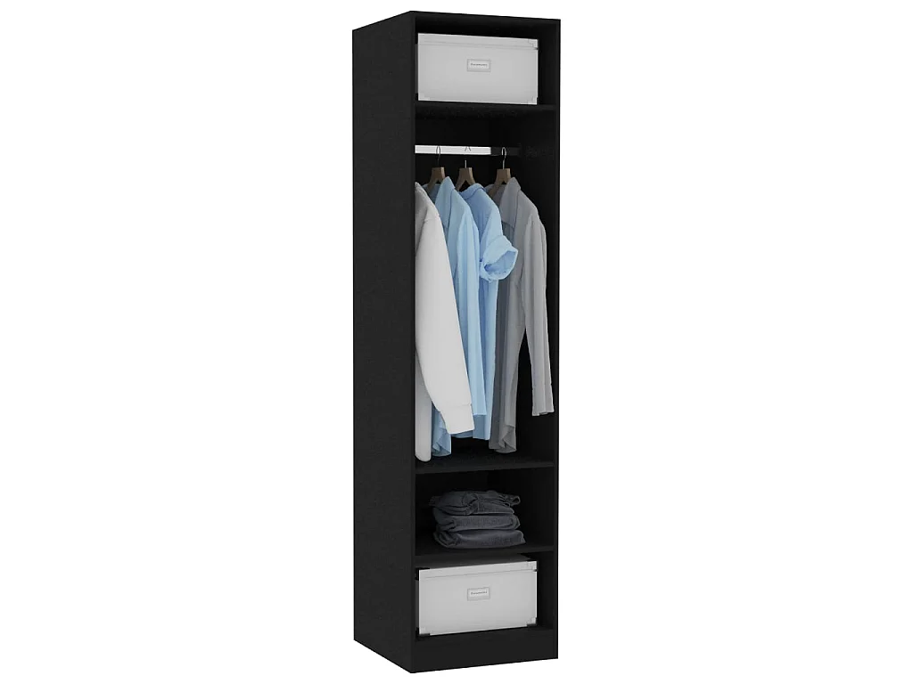 Armario de madera contrachapada negro 50x50x200 cm ES257127