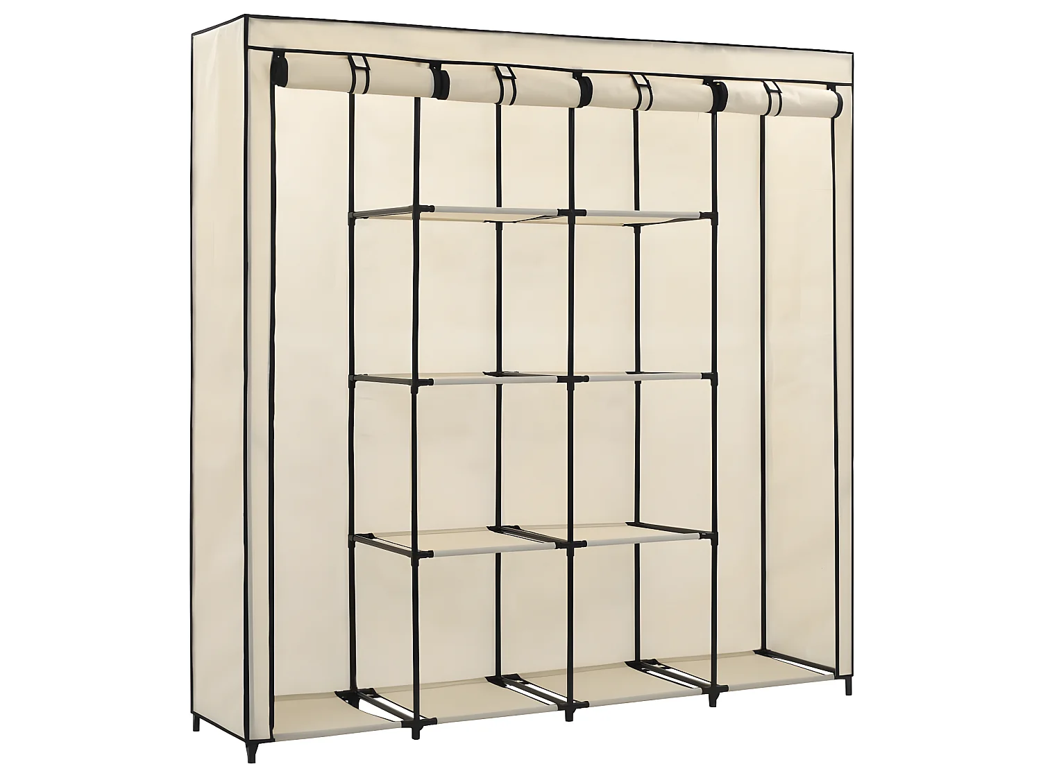 Garde-robe avec 4 compartiments Crème 175x45x170 cm OFR76147 BonneVie Meuble