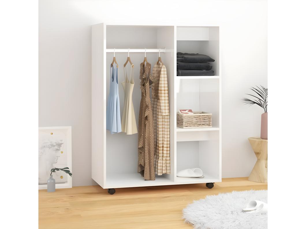Roupeiro 80x40x110 cm derivados de madeira branco brilhante PT135533