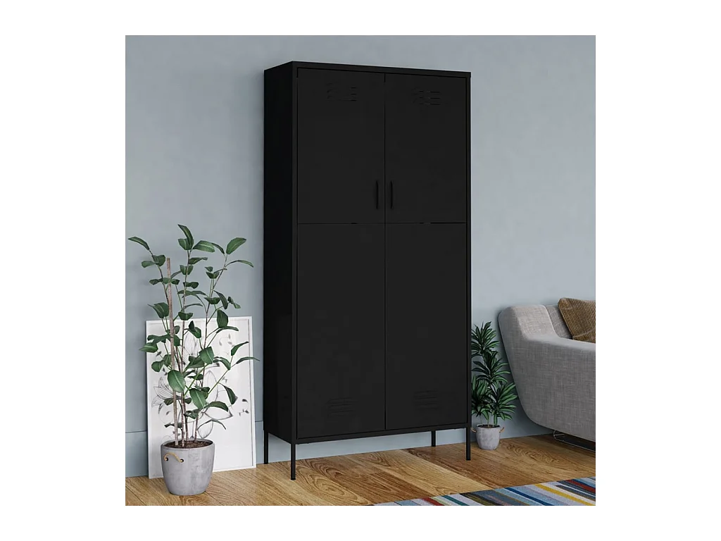Garde-robe Noir 90x50x180 cm Acier OFR99142 BonneVie Meuble