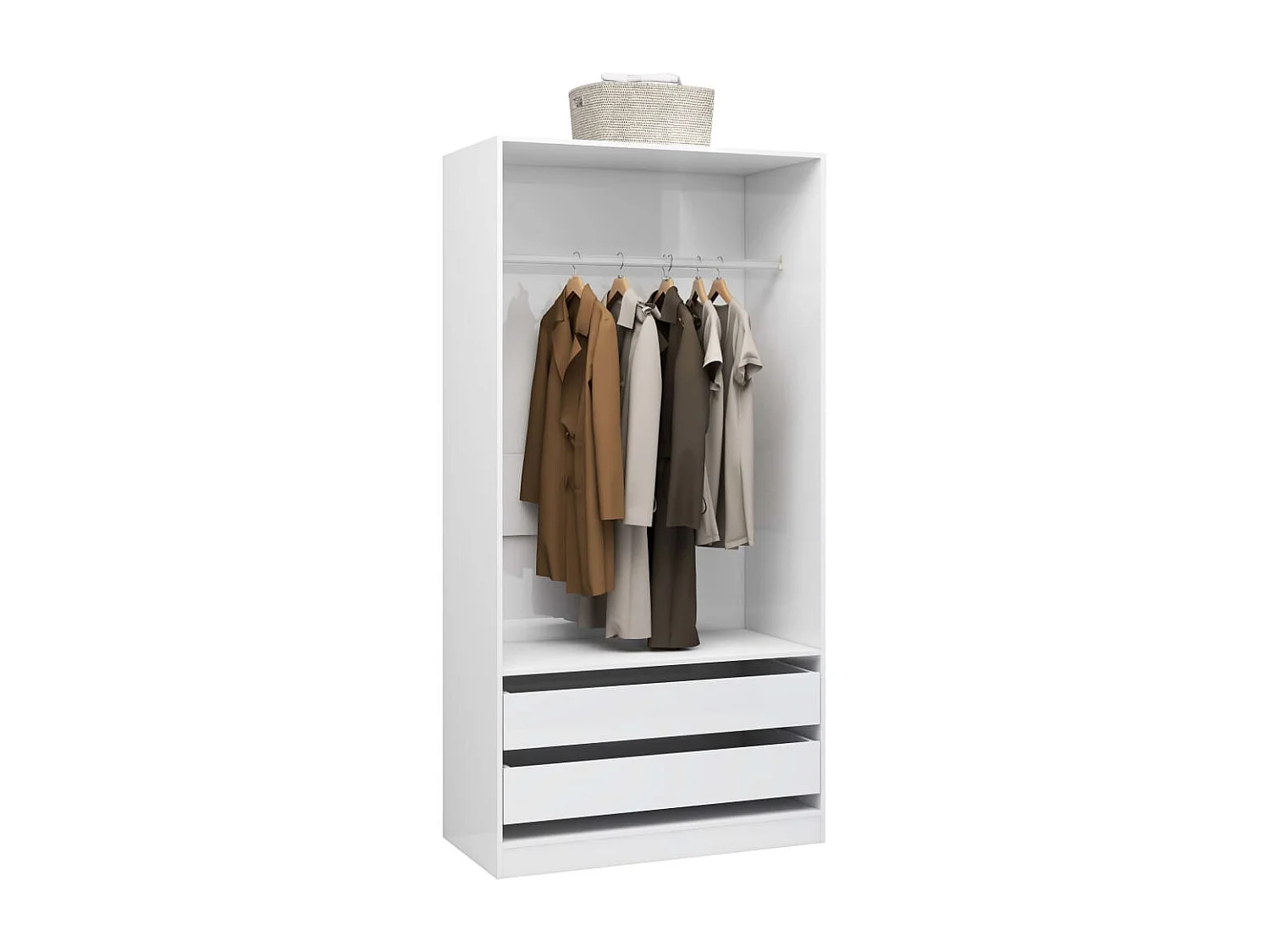 Garde-robe Blanc brillant 100x50x200 cm Aggloméré OFR36395 BonneVie Meuble