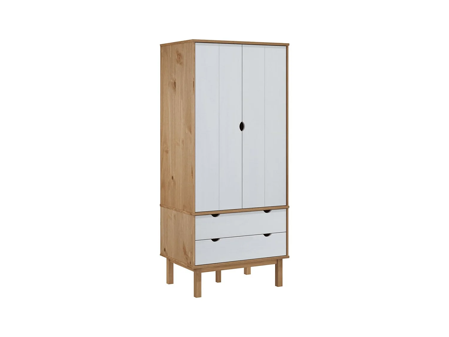Garde-robe OTTA Marron et blanc 76,5x53x172 cm Bois massif pin OFR68050 BonneVie Meuble